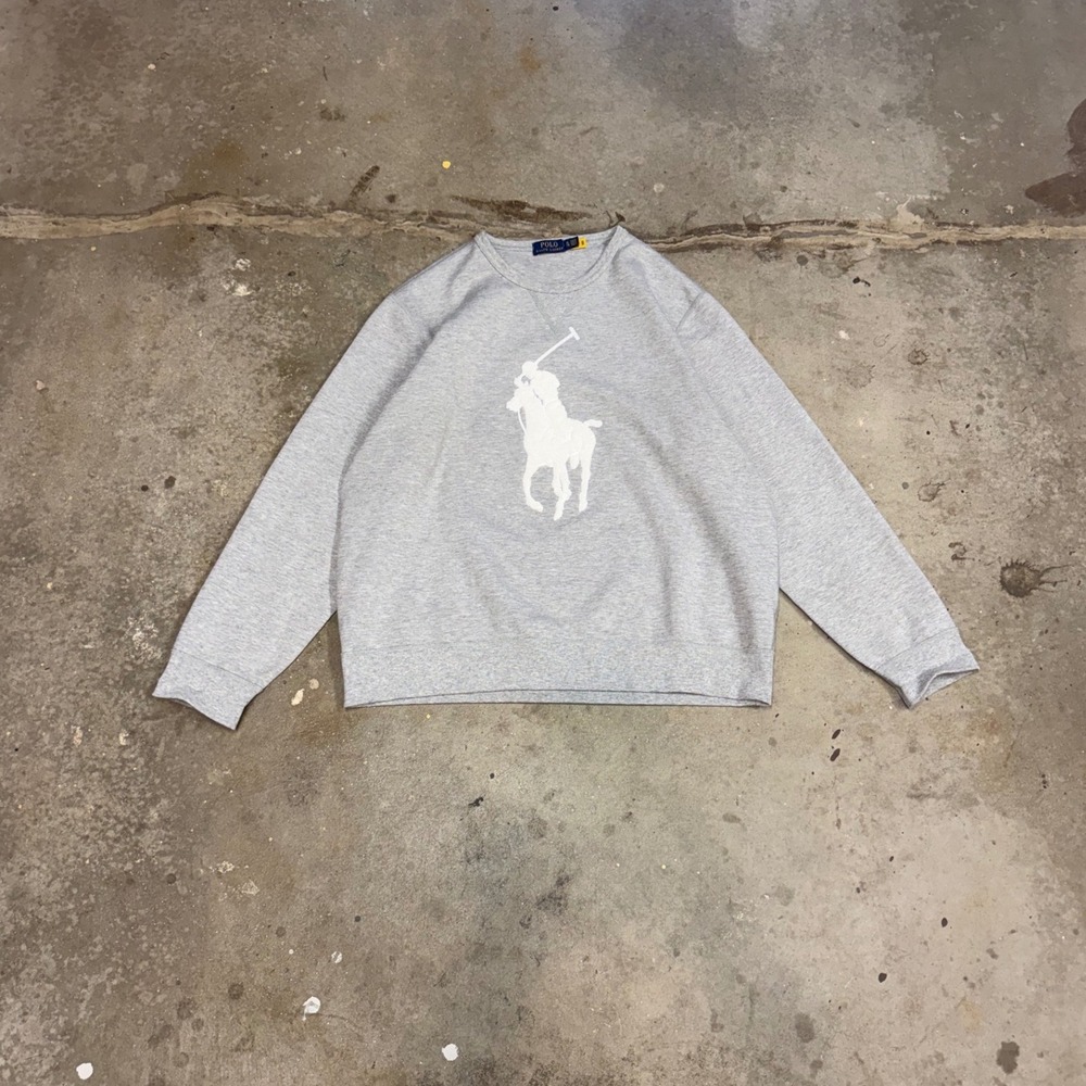 Polo Ralph Lauren Mens XL Gray Big Pony Logo Crewneck Sweatshirt Fleece